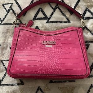 Pink Guess crocodile print bag